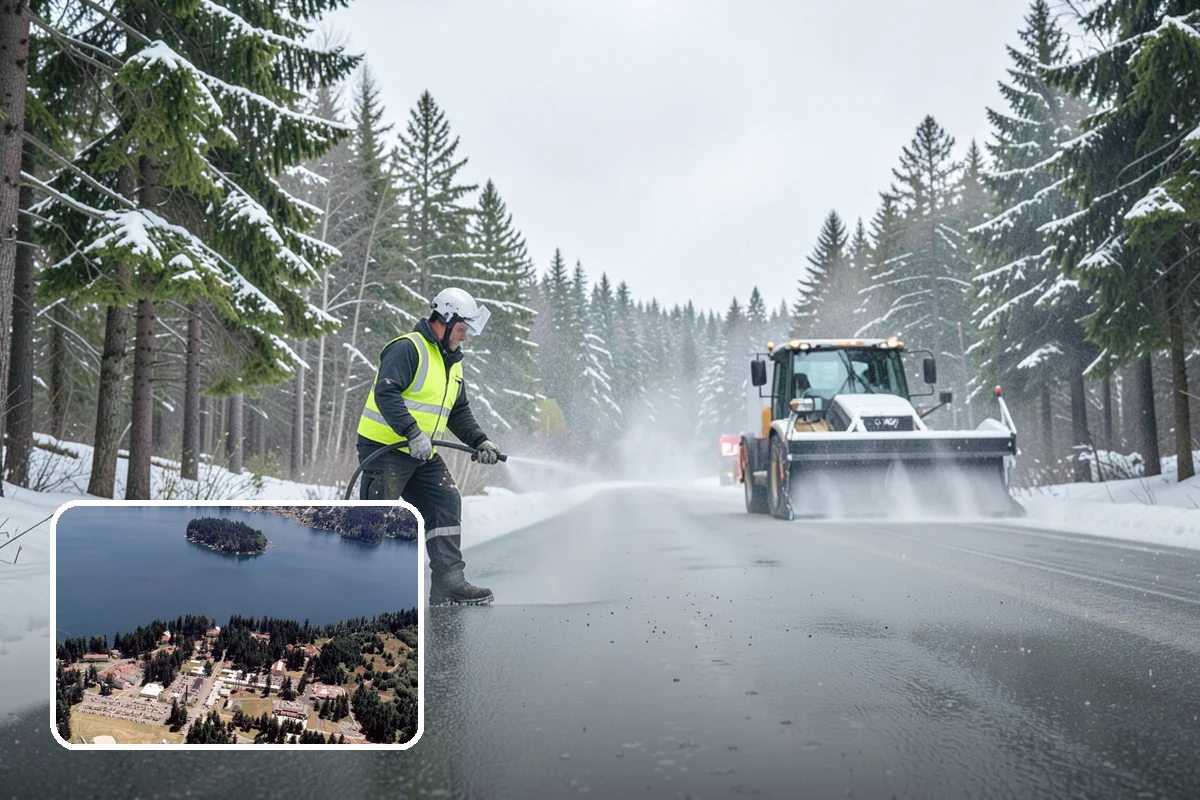Bank Snow Plowing in Lakewood, Pierce County, WA - Customer lot and drive-through lanes cleared before open