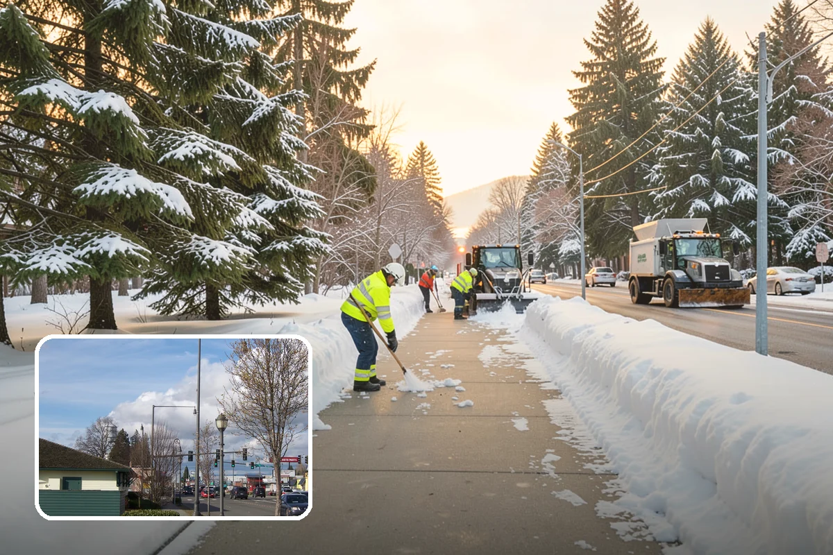 Bank Snow Plowing in Marysville, Snohomish County, WA - Customer lot and drive-through lanes cleared before open