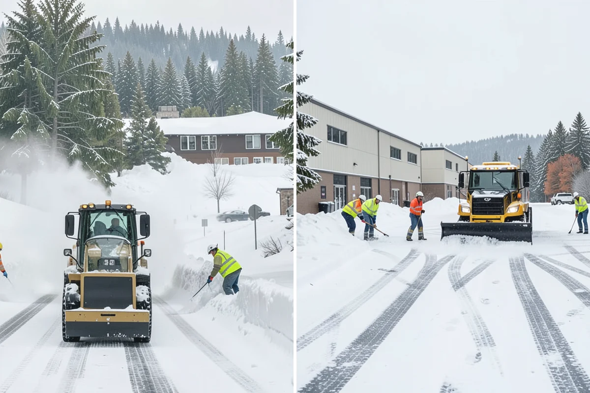 Bank Snow Plowing in Medina, King County, WA - Confirm banking hours and mark the drive-through and ATM as priorities