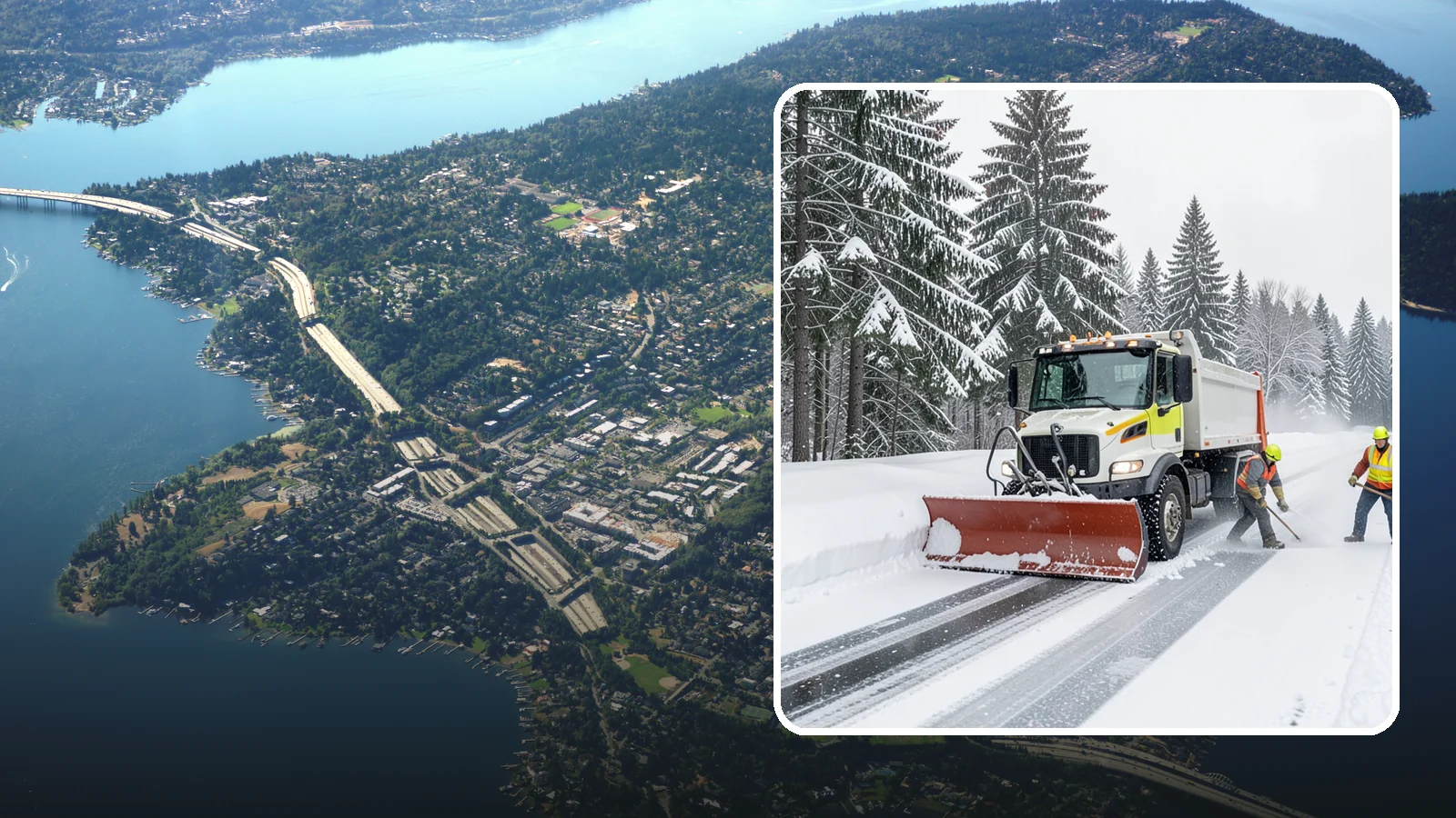 Bank Snow Plowing in Mercer Island, King County, WA - We plow bank lots, drive-through lanes, and ATM approaches before open so customers transact safely all day.