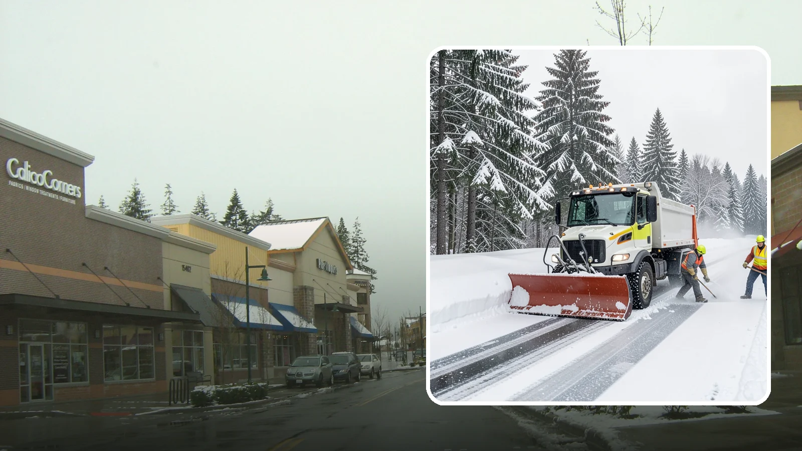 Bank Snow Plowing in Mill Creek, Snohomish County, WA - We plow bank lots, drive-through lanes, and ATM approaches before open so customers transact safely all day.