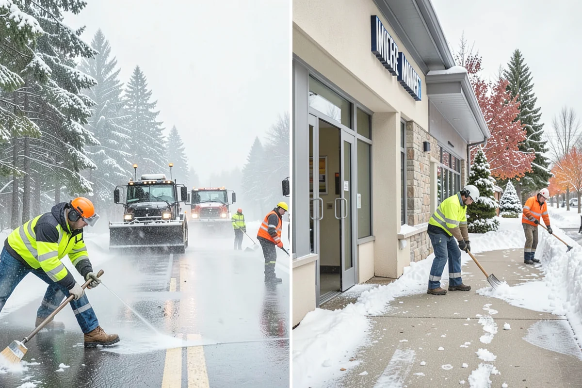 Bank Snow Plowing in Mill Creek, Snohomish County, WA - Confirm banking hours and mark the drive-through and ATM as priorities