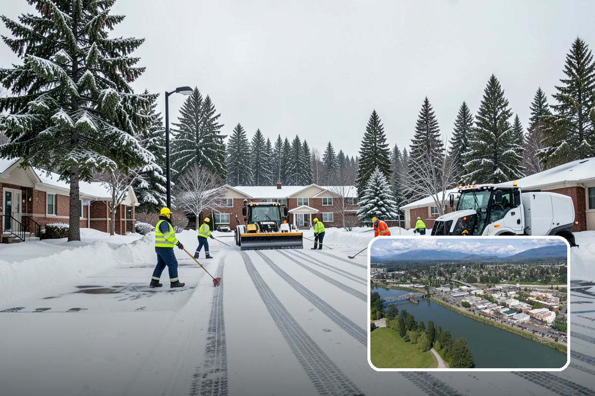 Bank Snow Plowing in Mount Vernon, Skagit County, WA - Customer lot and drive-through lanes cleared before open