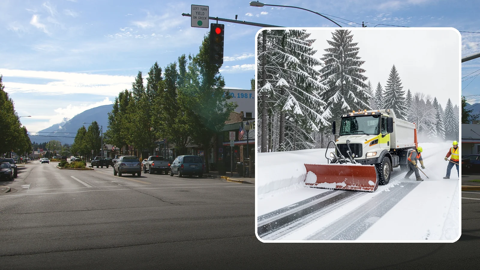 Bank Snow Plowing in North Bend, King County, WA - We plow bank lots, drive-through lanes, and ATM approaches before open so customers transact safely all day.