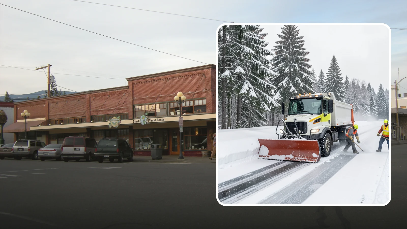 Bank Snow Plowing in Sedro-Woolley, Skagit County, WA - We plow bank lots, drive-through lanes, and ATM approaches before open so customers transact safely all day.