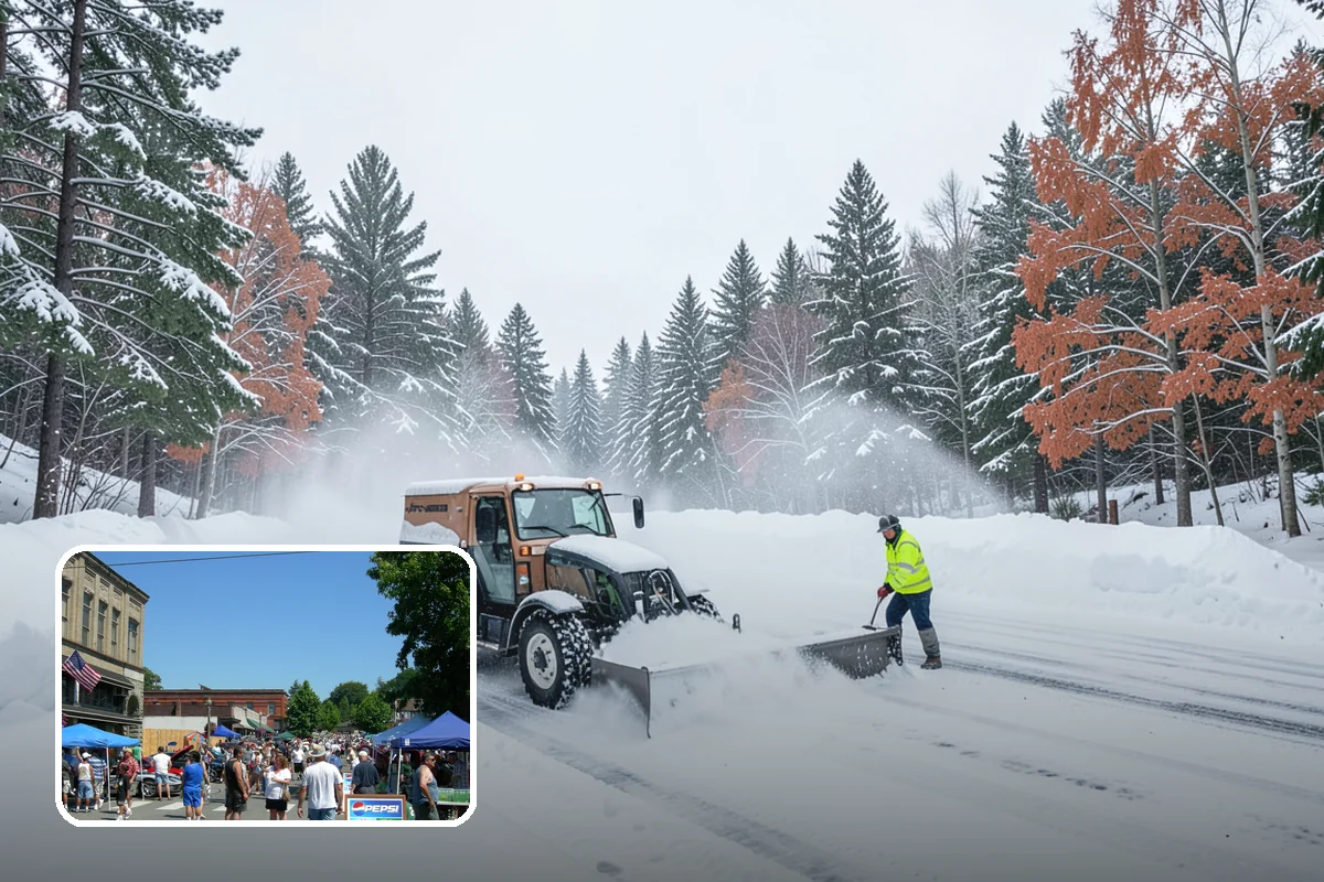 Bank Snow Plowing in Snohomish, Snohomish County, WA - Customer lot and drive-through lanes cleared before open