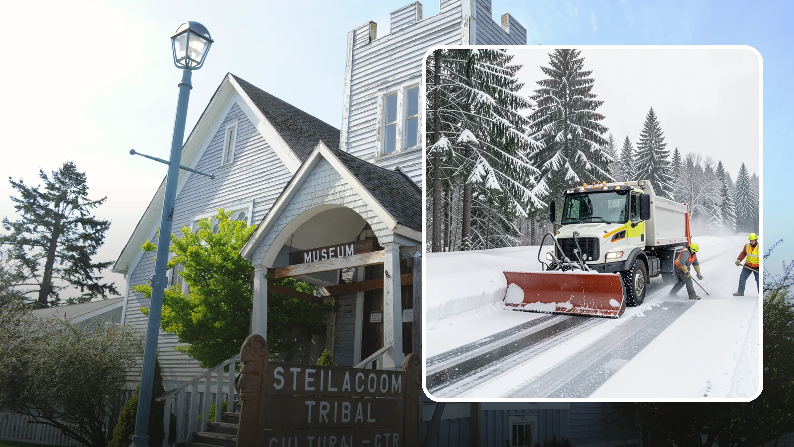 Bank Snow Plowing in Steilacoom, Pierce County, WA - We plow bank lots, drive-through lanes, and ATM approaches before open so customers transact safely all day.