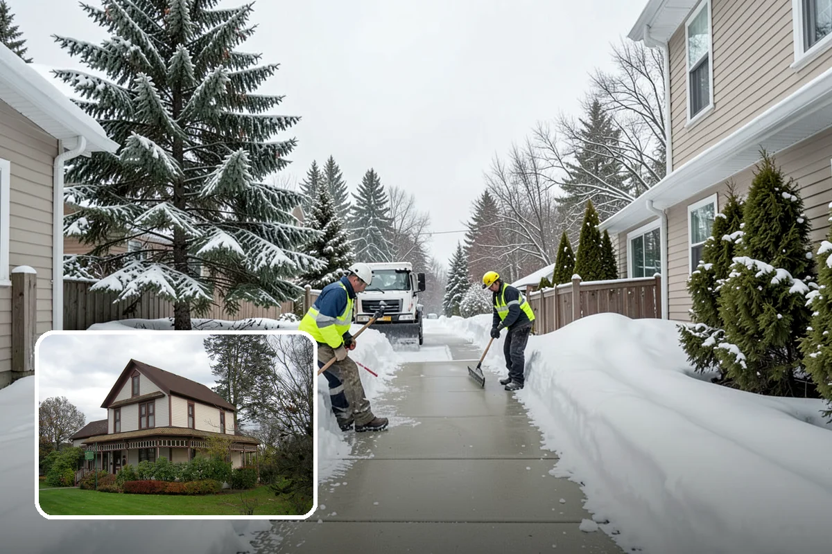 Bank Snow Plowing in Sumner, Pierce County, WA - Customer lot and drive-through lanes cleared before open