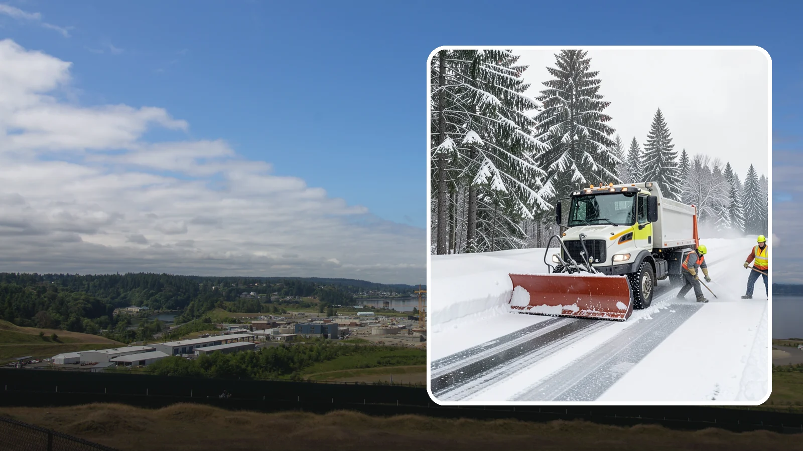 Bank Snow Plowing in University Place, Pierce County, WA - We plow bank lots, drive-through lanes, and ATM approaches before open so customers transact safely all day.