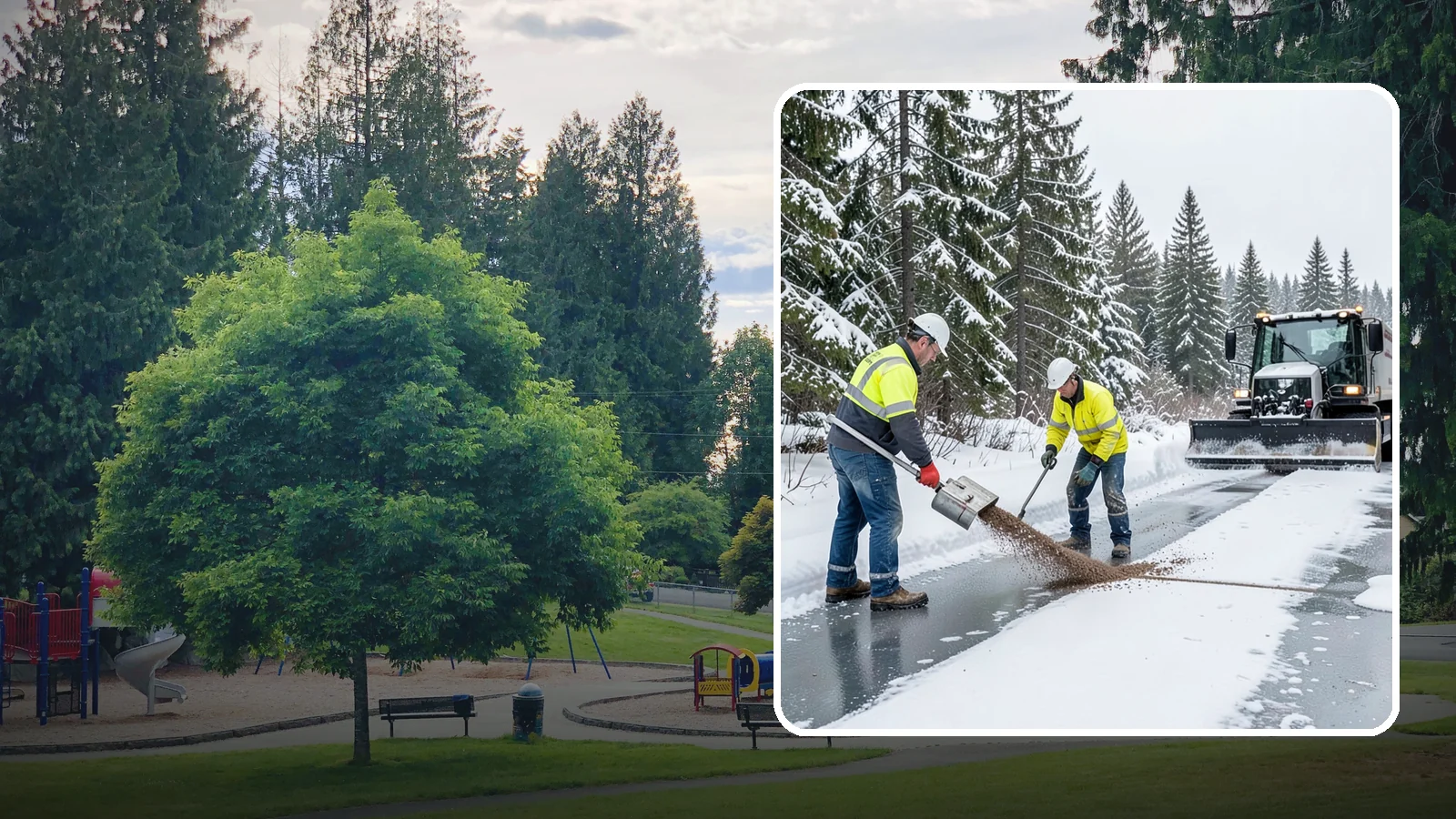 Beet Juice Deicer Application in Bonney Lake, Pierce County, WA - Beet juice deicer application blends an agricultural byproduct with brine to melt ice at colder temperatures using less salt.