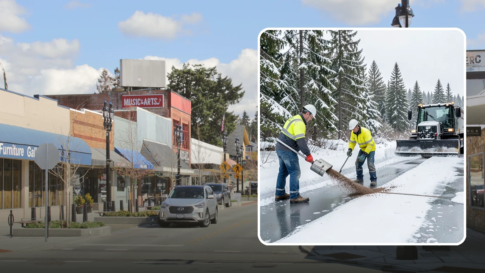 Beet Juice Deicer Application in Bothell, King County, WA - Beet juice deicer application blends an agricultural byproduct with brine to melt ice at colder temperatures using less salt.