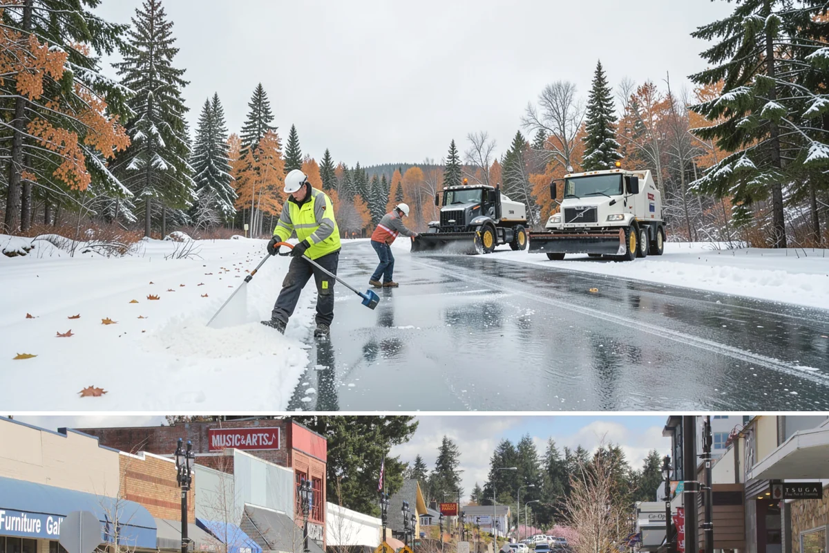 Beet Juice Deicer Application in Bothell, King County, WA - Beet juice brine blends are applied ahead of colder freeze events, most often December through January.