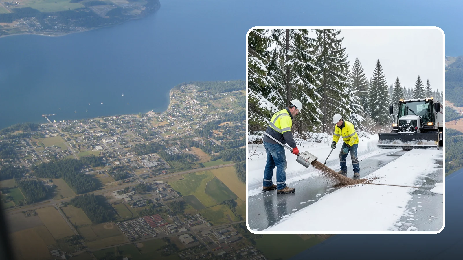 Beet Juice Deicer Application in Coupeville, Island County, WA - Beet juice deicer application blends an agricultural byproduct with brine to melt ice at colder temperatures using less salt.