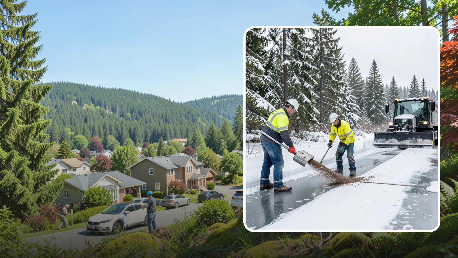 Beet Juice Deicer Application in Index, Snohomish County, WA - Beet juice deicer application blends an agricultural byproduct with brine to melt ice at colder temperatures using less salt.