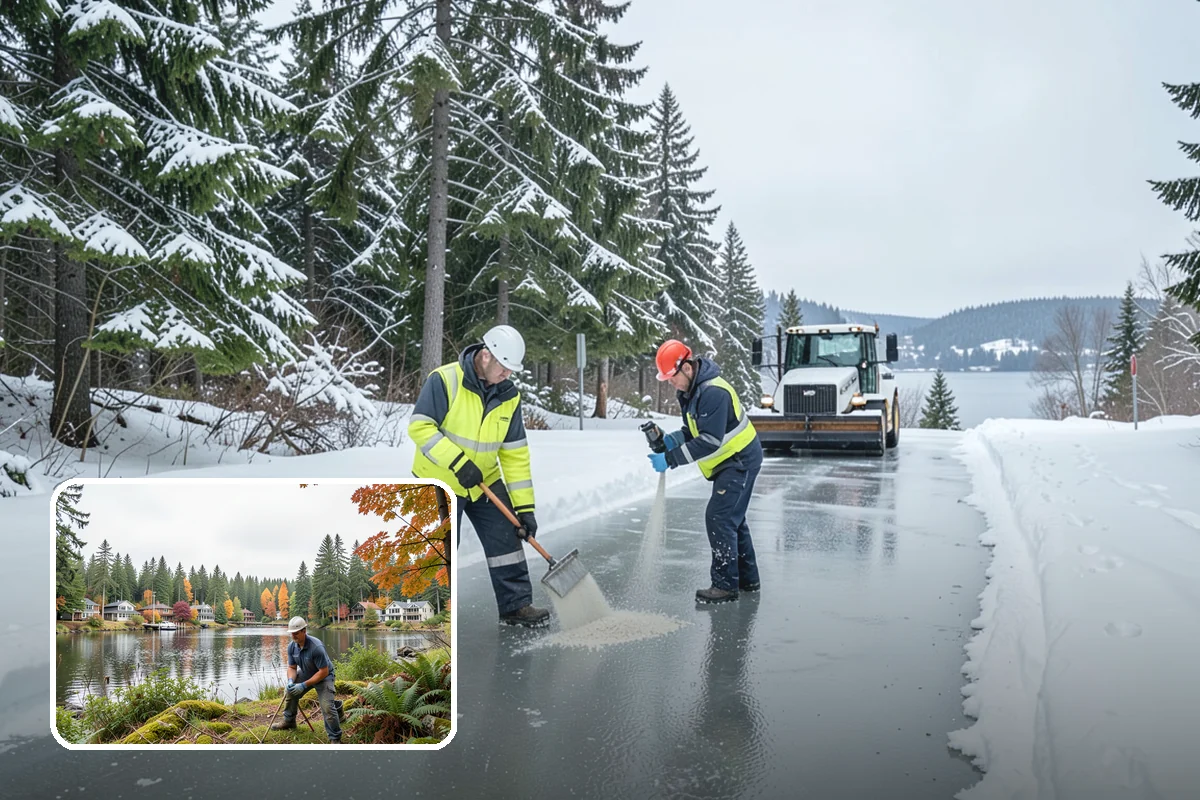 Beet Juice Deicer Application in La Conner, Skagit County, WA - Extends brine's effective range into colder temperatures