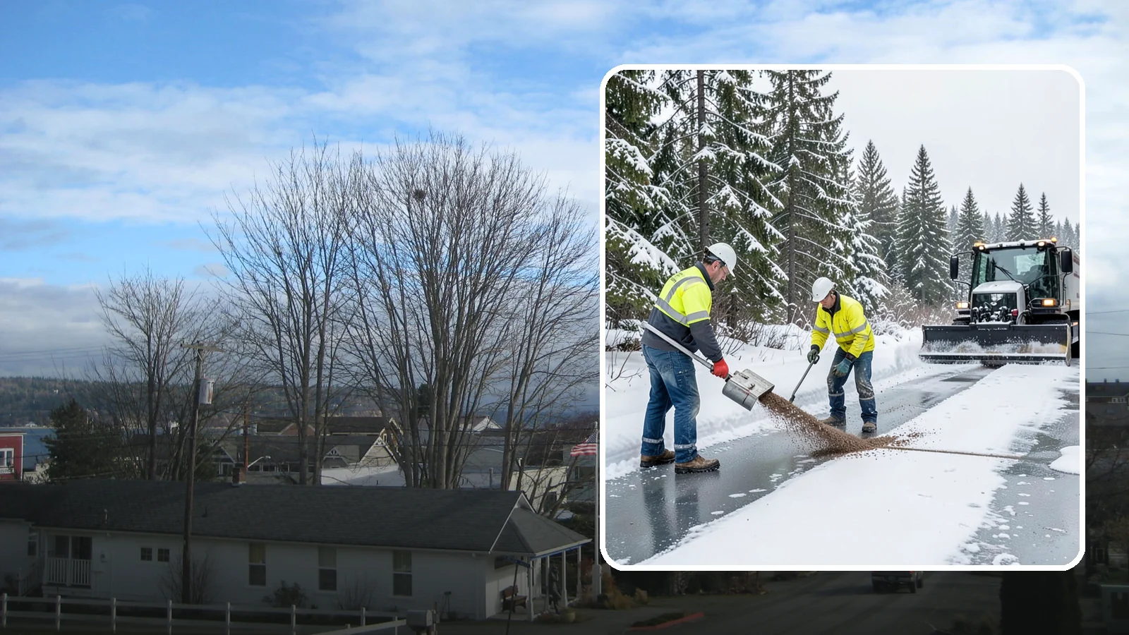 Beet Juice Deicer Application in Langley, Island County, WA - Beet juice deicer application blends an agricultural byproduct with brine to melt ice at colder temperatures using less salt.