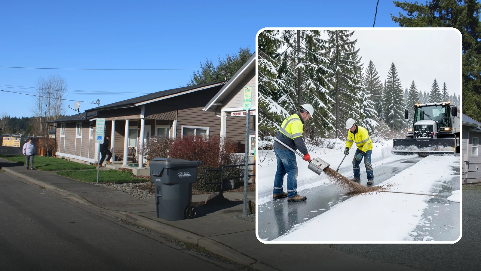 Beet Juice Deicer Application in South Prairie, Pierce County, WA - Beet juice deicer application blends an agricultural byproduct with brine to melt ice at colder temperatures using less salt.