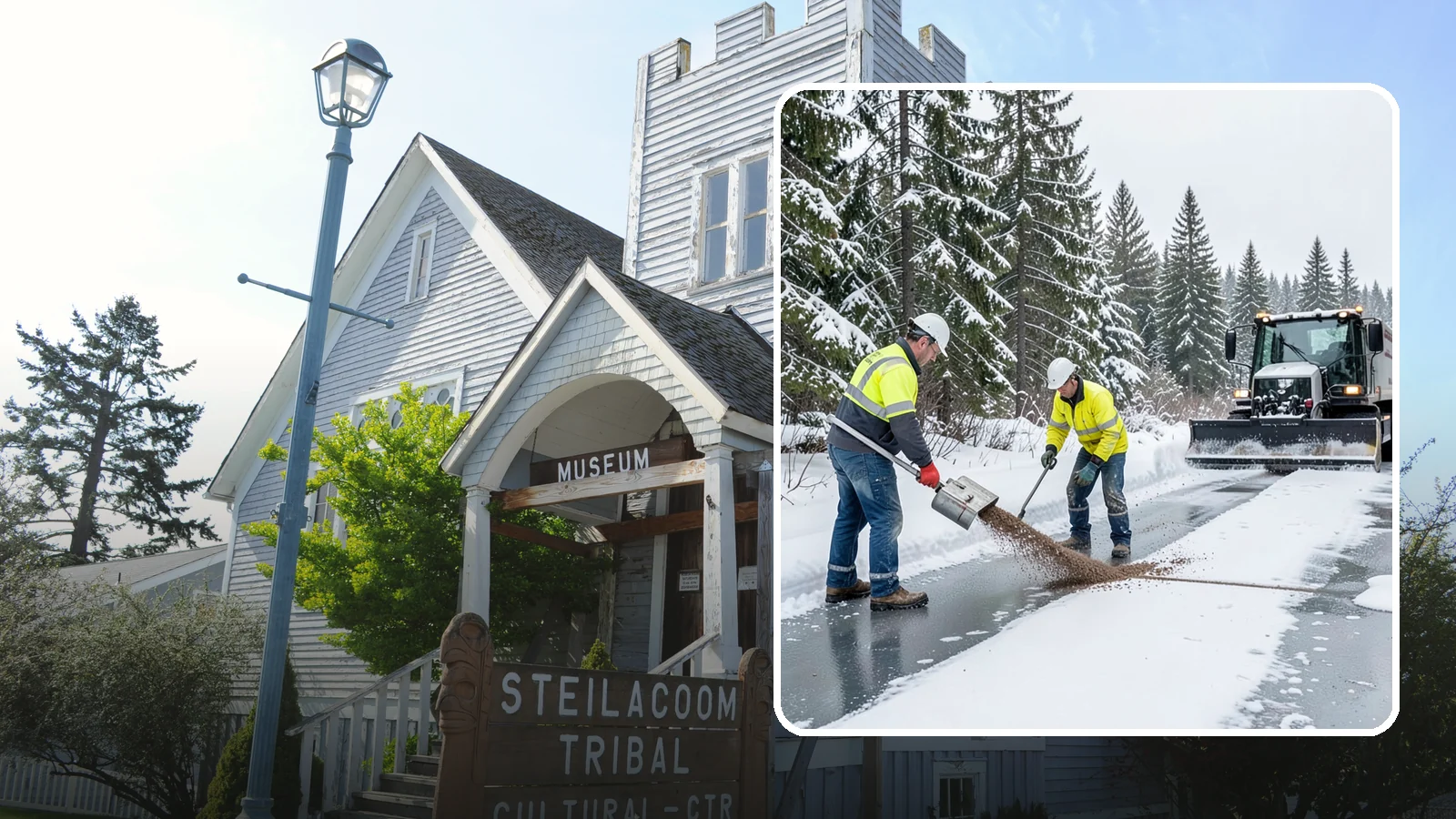 Beet Juice Deicer Application in Steilacoom, Pierce County, WA - Beet juice deicer application blends an agricultural byproduct with brine to melt ice at colder temperatures using less salt.