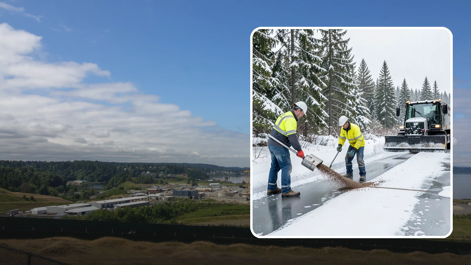Beet Juice Deicer Application in University Place, Pierce County, WA - Beet juice deicer application blends an agricultural byproduct with brine to melt ice at colder temperatures using less salt.