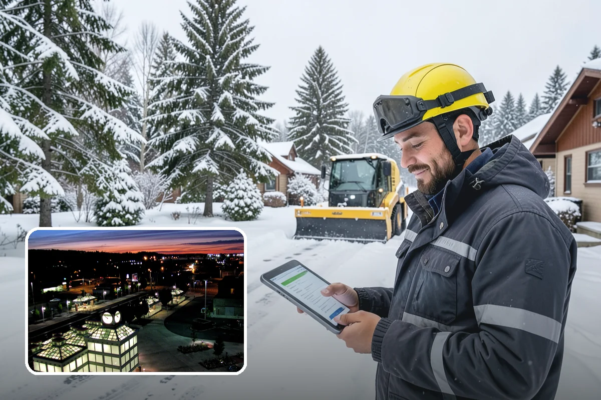 Big Box Store Snow Removal in Auburn, King County, WA - Wide travel lanes and cart corrals cleared before opening