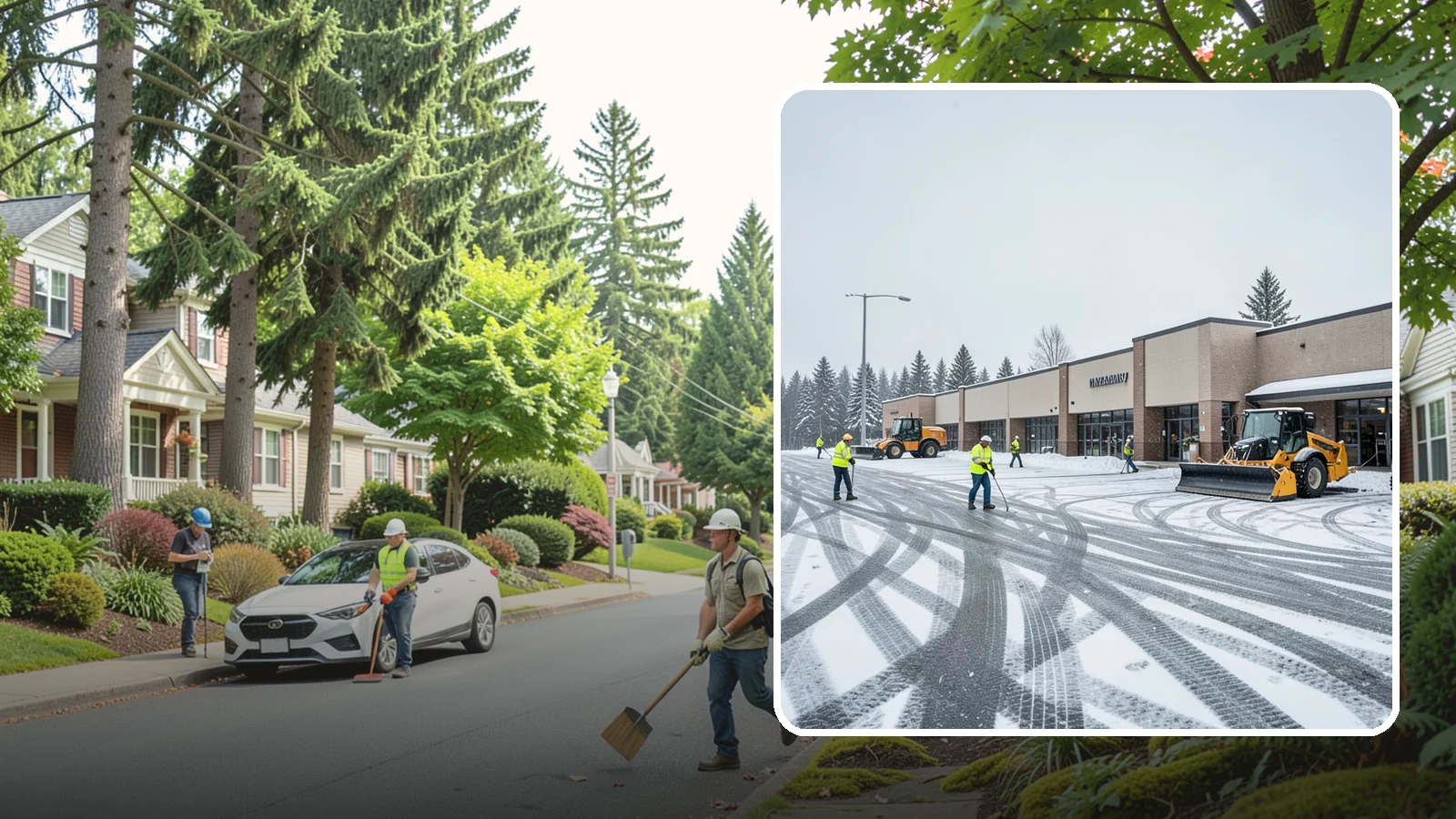 Big Box Store Snow Removal in Beaux Arts Village, King County, WA - When wet Cascade snow blankets a big box parking lot overnight, a plowed and salted approach is what keeps Western Washington...