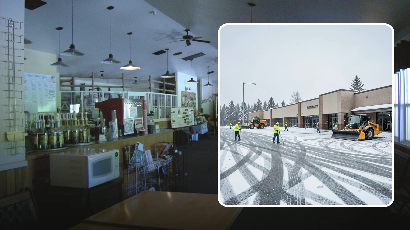 Big Box Store Snow Removal in Black Diamond, King County, WA - When wet Cascade snow blankets a big box parking lot overnight, a plowed and salted approach is what keeps Western Washington...