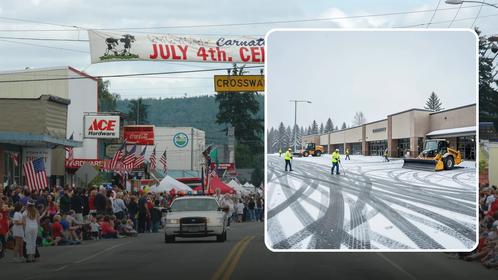 Big Box Store Snow Removal in Carnation, King County, WA - When wet Cascade snow blankets a big box parking lot overnight, a plowed and salted approach is what keeps Western Washington...