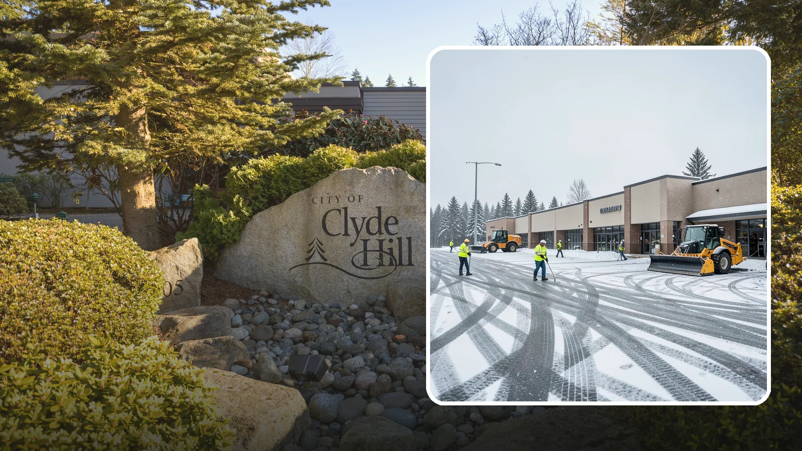 Big Box Store Snow Removal in Clyde Hill, King County, WA - When wet Cascade snow blankets a big box parking lot overnight, a plowed and salted approach is what keeps Western Washington...