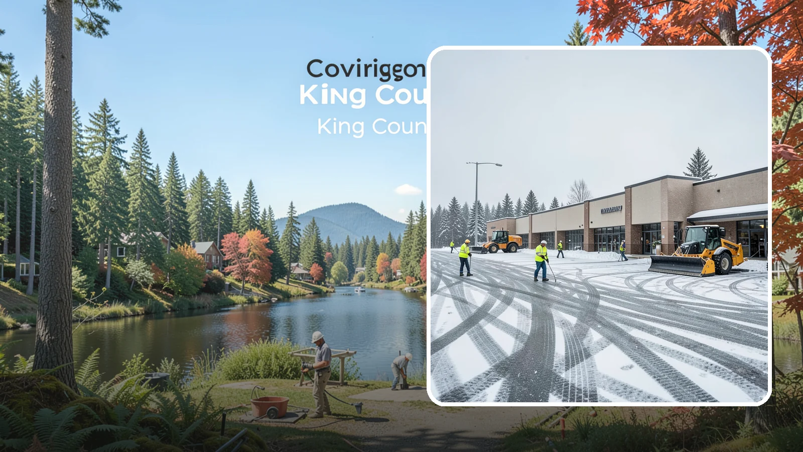 Big Box Store Snow Removal in Covington, King County, WA - When wet Cascade snow blankets a big box parking lot overnight, a plowed and salted approach is what keeps Western Washington...