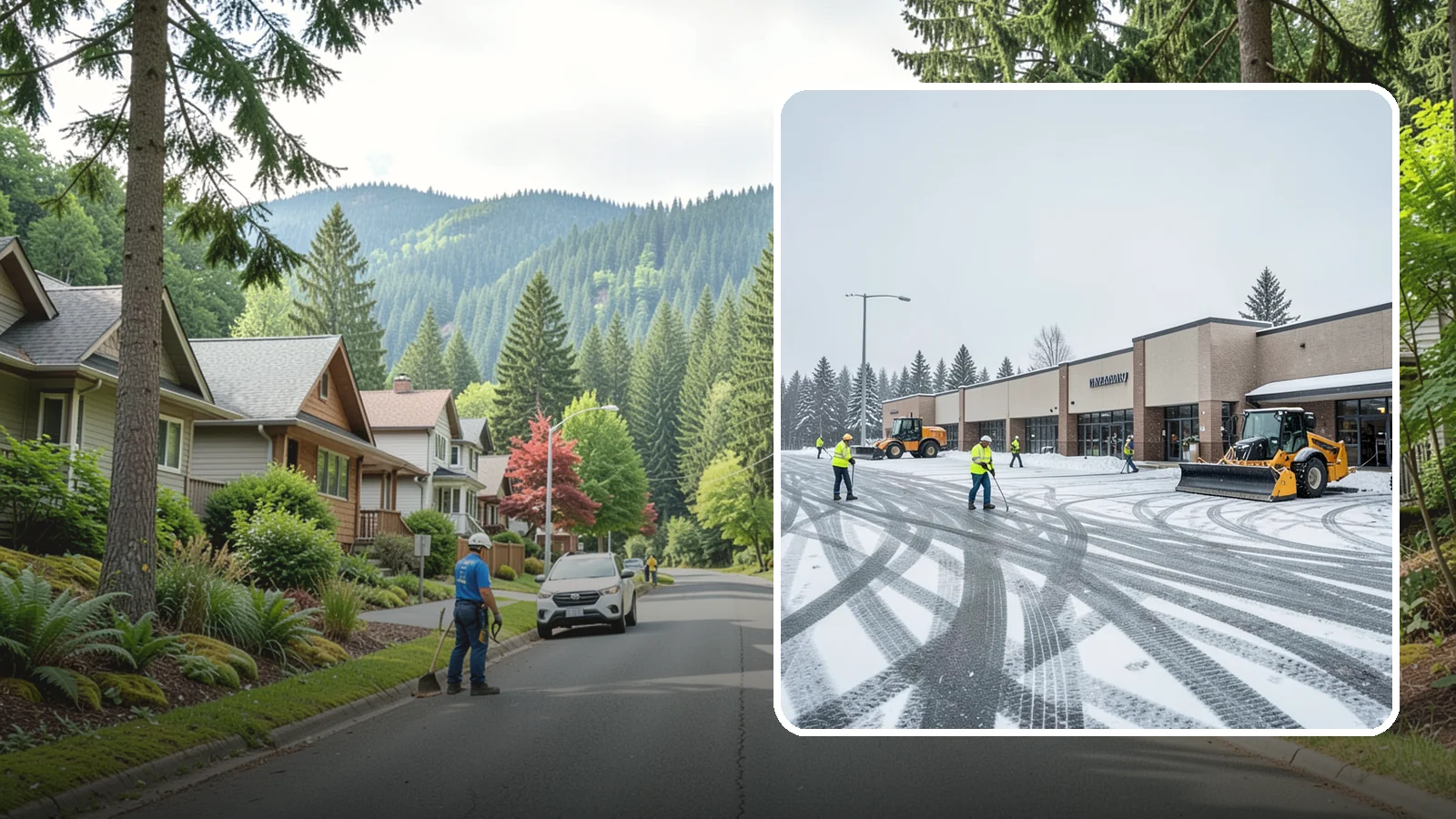 Big Box Store Snow Removal in Darrington, Snohomish County, WA - When wet Cascade snow blankets a big box parking lot overnight, a plowed and salted approach is what keeps Western Washington...