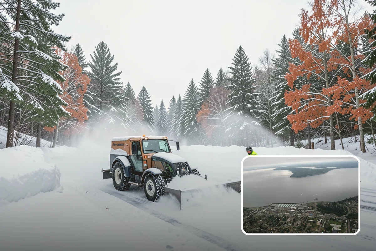 Big Box Store Snow Removal in Des Moines, King County, WA - Wide travel lanes and cart corrals cleared before opening