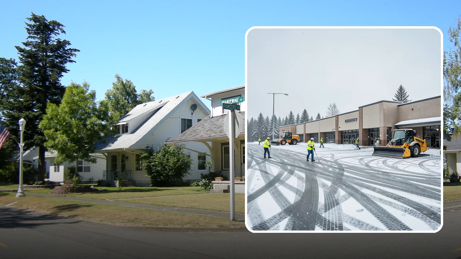 Big Box Store Snow Removal in DuPont, Pierce County, WA - When wet Cascade snow blankets a big box parking lot overnight, a plowed and salted approach is what keeps Western Washington...