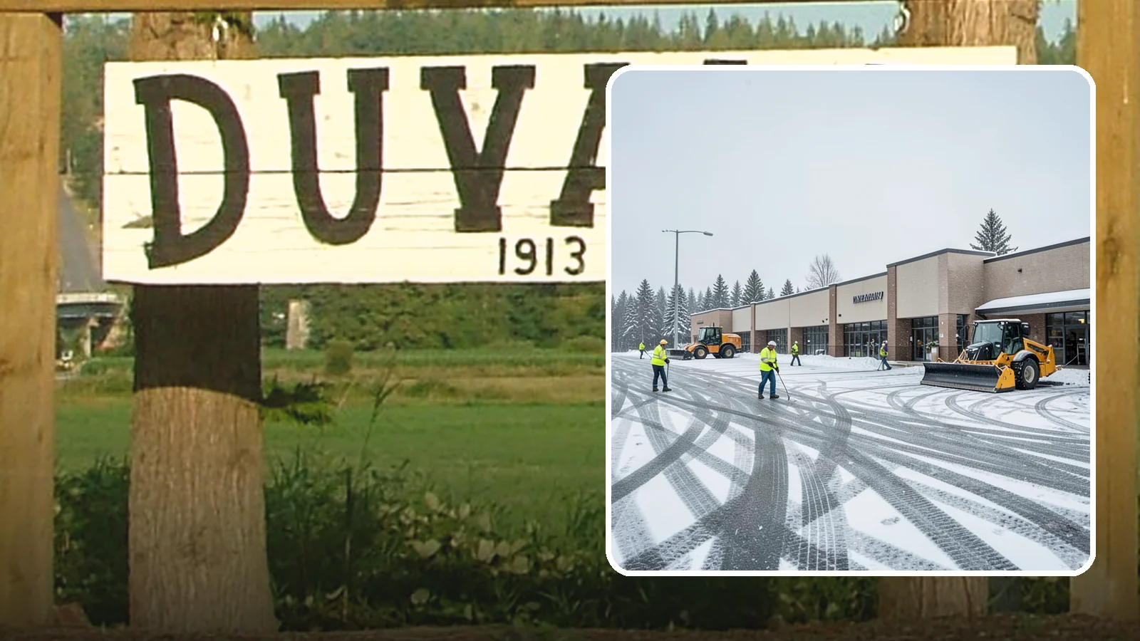 Big Box Store Snow Removal in Duvall, King County, WA - When wet Cascade snow blankets a big box parking lot overnight, a plowed and salted approach is what keeps Western Washington...