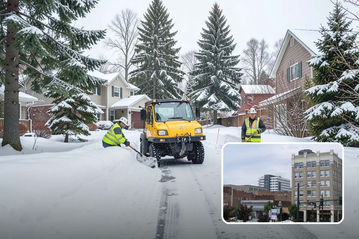Big Box Store Snow Removal in Everett, Snohomish County, WA - Wide travel lanes and cart corrals cleared before opening