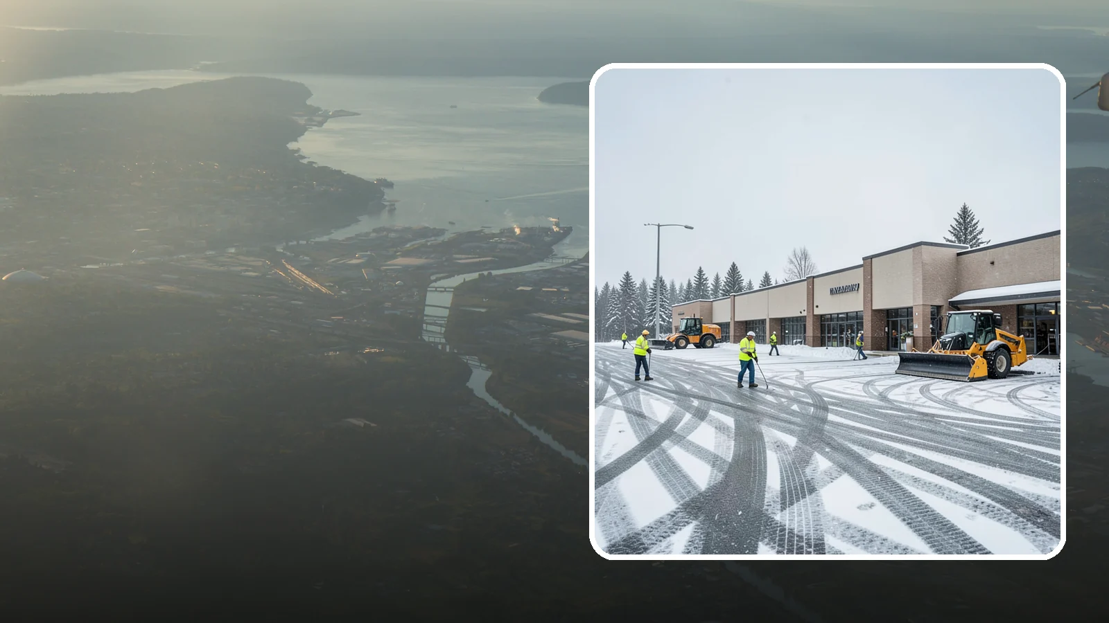 Big Box Store Snow Removal in Fife, Pierce County, WA - When wet Cascade snow blankets a big box parking lot overnight, a plowed and salted approach is what keeps Western Washington...