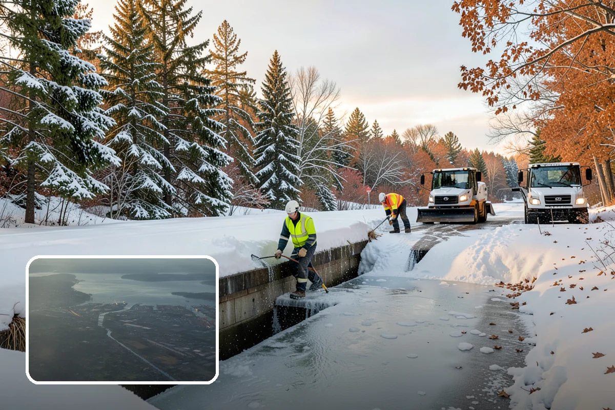 Big Box Store Snow Removal in Fife, Pierce County, WA - Wide travel lanes and cart corrals cleared before opening