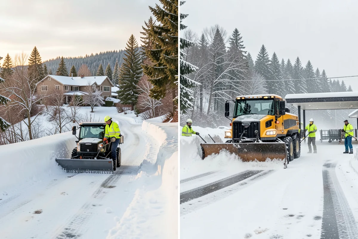 Big Box Store Snow Removal in Fircrest, Pierce County, WA - Walk your lot to map lanes, corrals, drains, and fire zones
