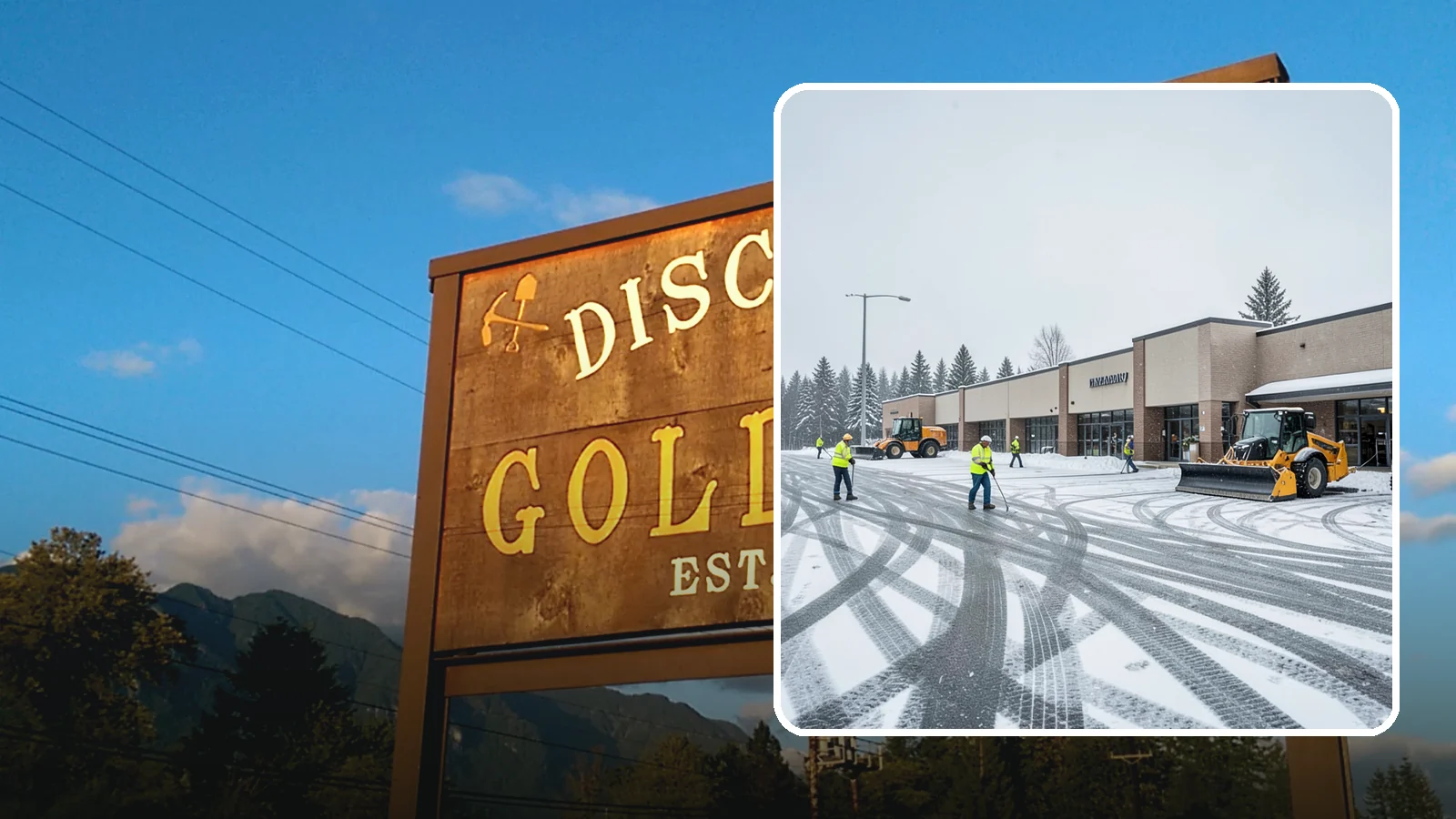 Big Box Store Snow Removal in Gold Bar, Snohomish County, WA - When wet Cascade snow blankets a big box parking lot overnight, a plowed and salted approach is what keeps Western Washington...