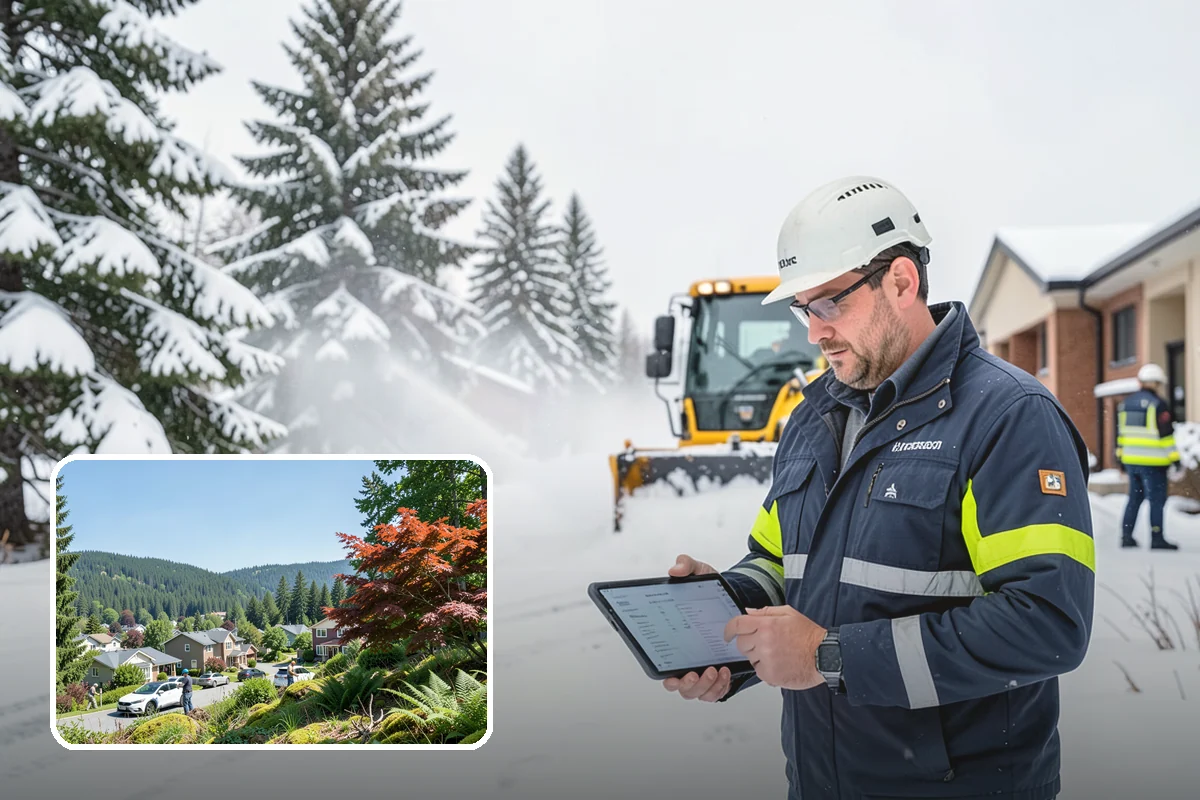 Big Box Store Snow Removal in Index, Snohomish County, WA - Wide travel lanes and cart corrals cleared before opening