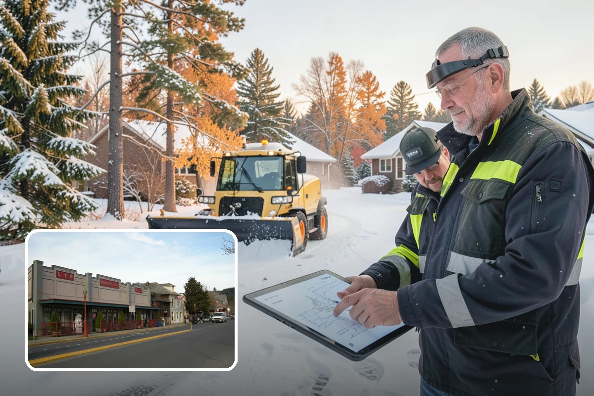 Big Box Store Snow Removal in Issaquah, King County, WA - Wide travel lanes and cart corrals cleared before opening