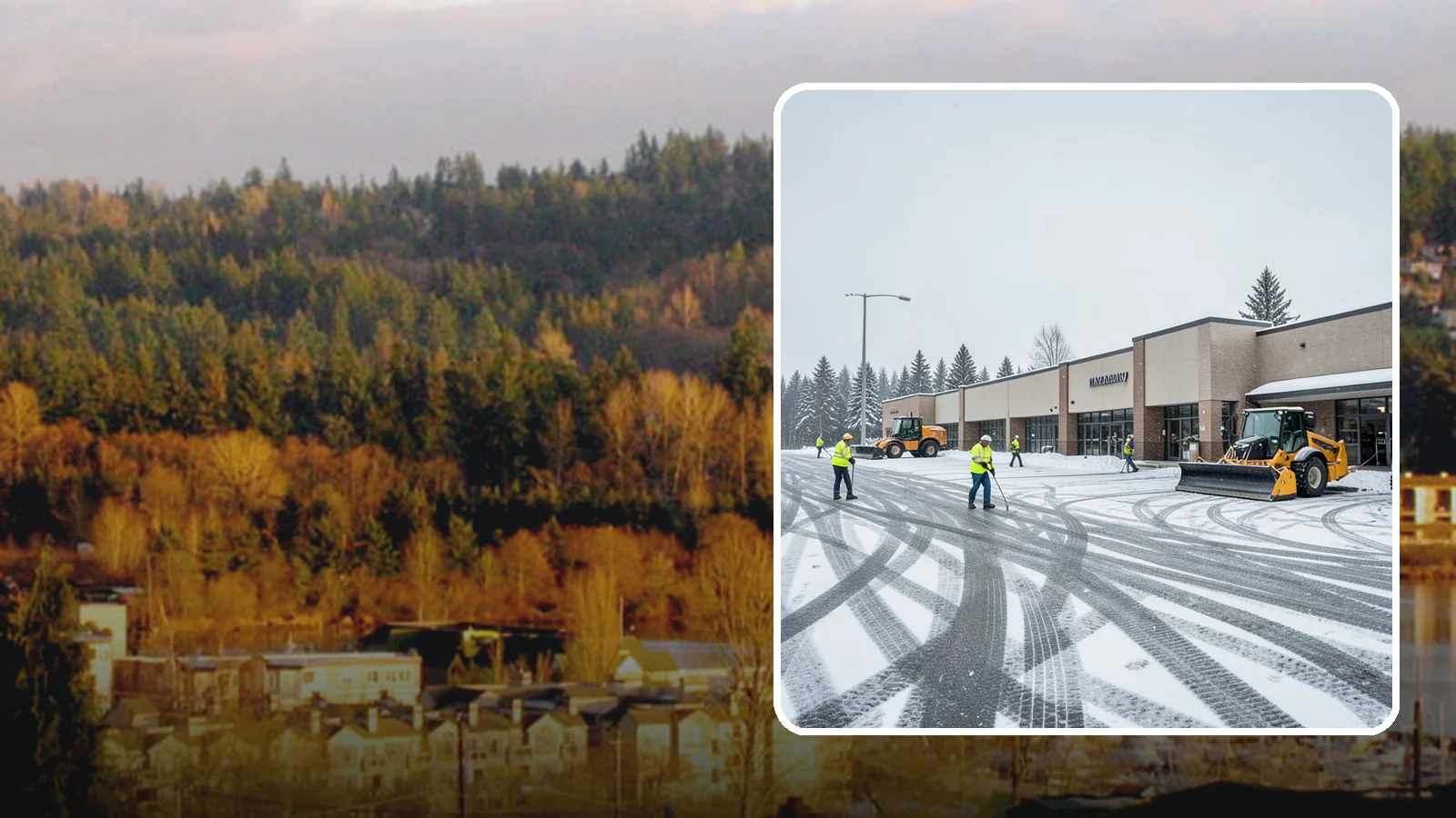 Big Box Store Snow Removal in Kenmore, King County, WA - When wet Cascade snow blankets a big box parking lot overnight, a plowed and salted approach is what keeps Western Washington...
