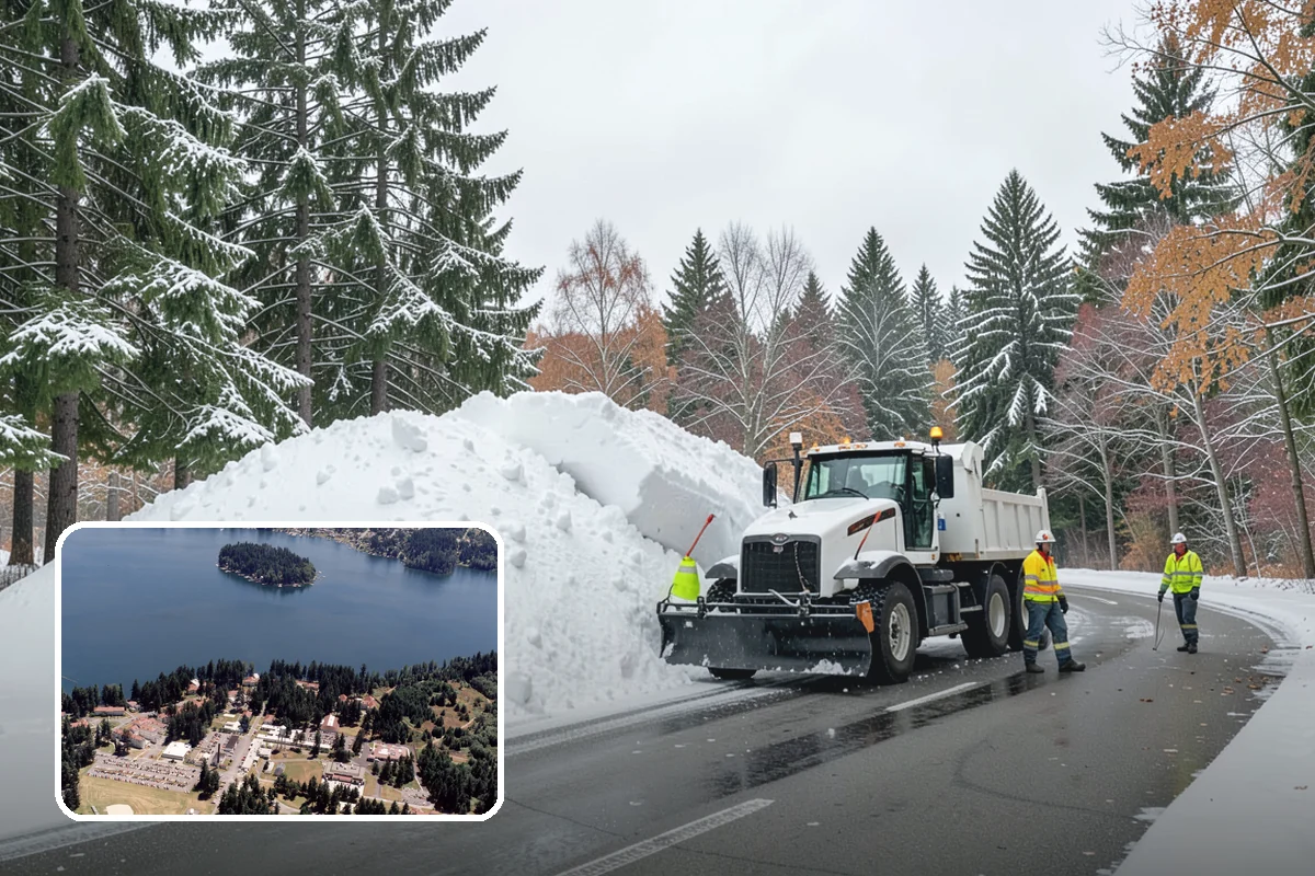 Big Box Store Snow Removal in Lakewood, Pierce County, WA - Wide travel lanes and cart corrals cleared before opening