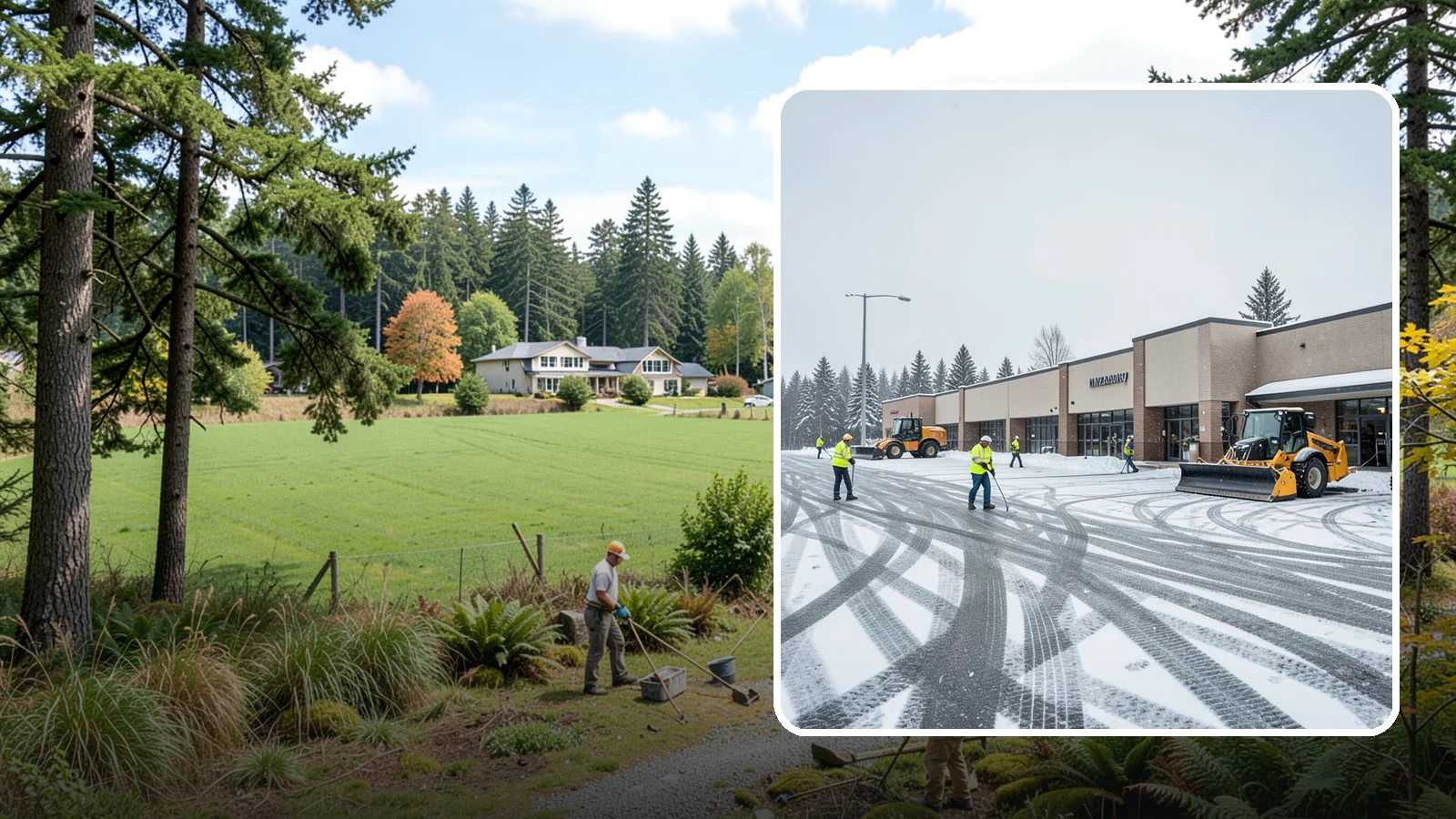 Big Box Store Snow Removal in Lyman, Skagit County, WA - When wet Cascade snow blankets a big box parking lot overnight, a plowed and salted approach is what keeps Western Washington...