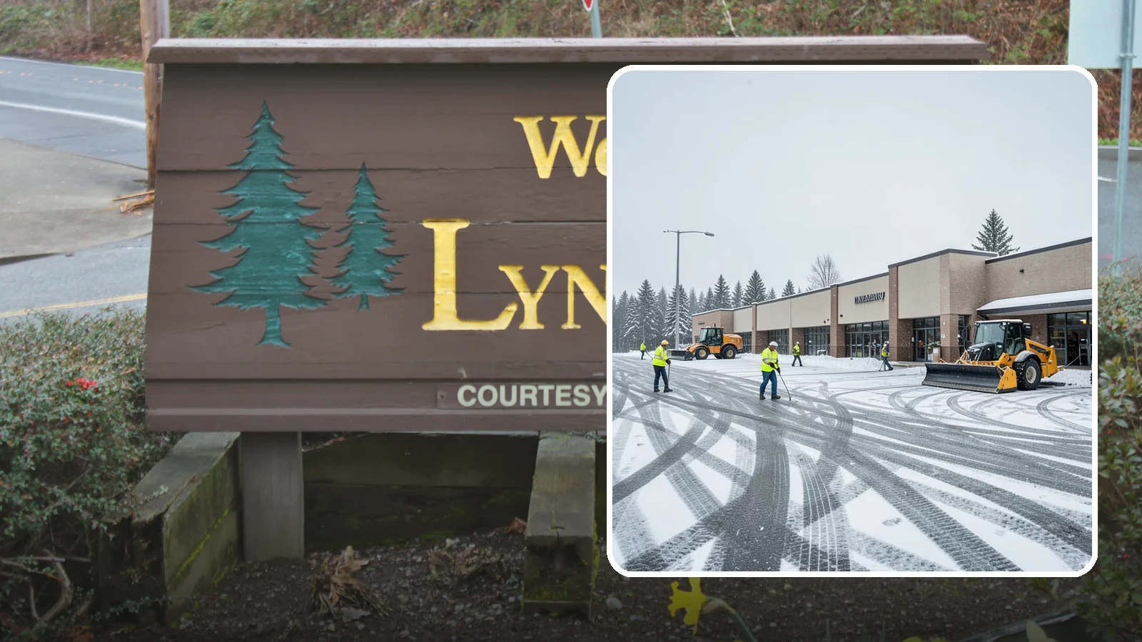 Big Box Store Snow Removal in Lynnwood, Snohomish County, WA - When wet Cascade snow blankets a big box parking lot overnight, a plowed and salted approach is what keeps Western Washington...