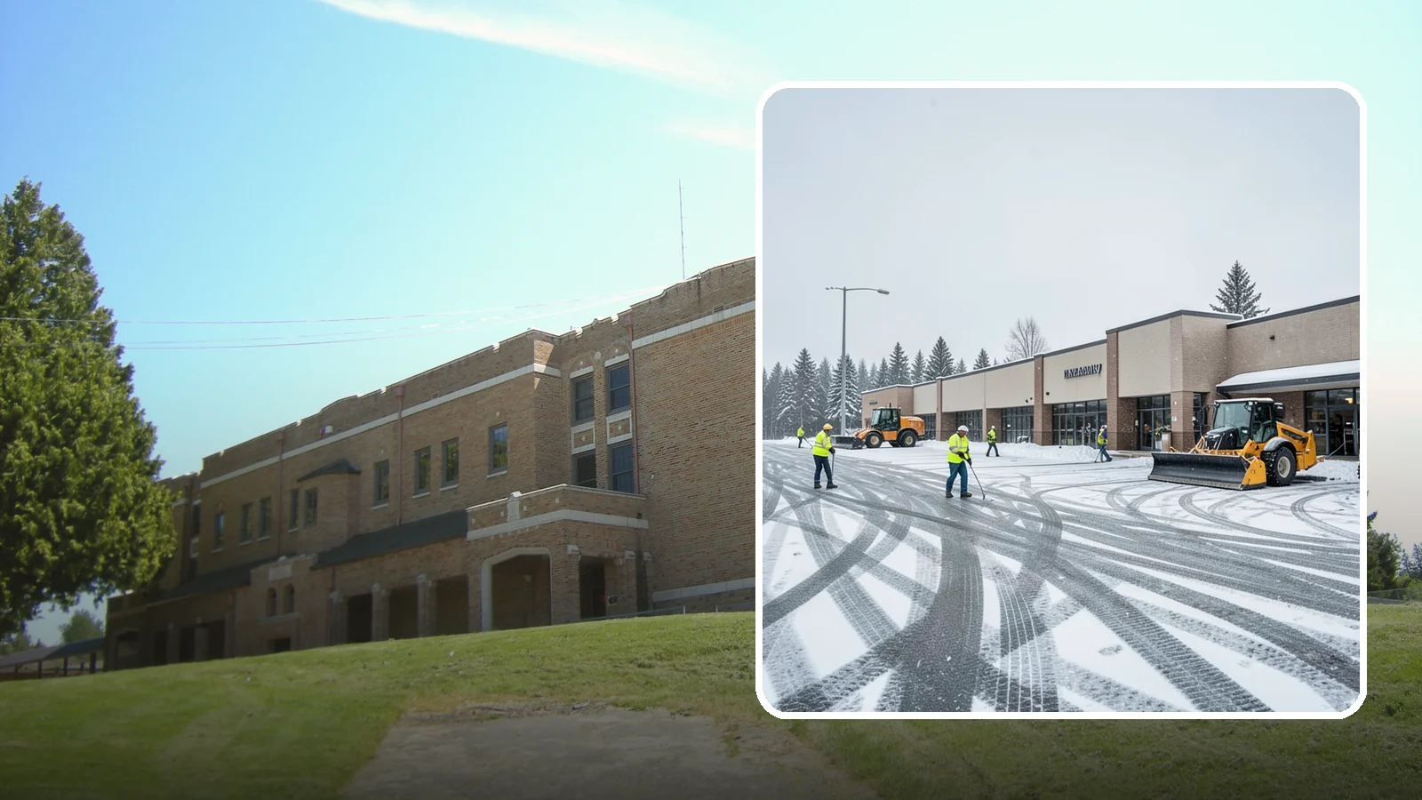 Big Box Store Snow Removal in Maple Valley, King County, WA - When wet Cascade snow blankets a big box parking lot overnight, a plowed and salted approach is what keeps Western Washington...