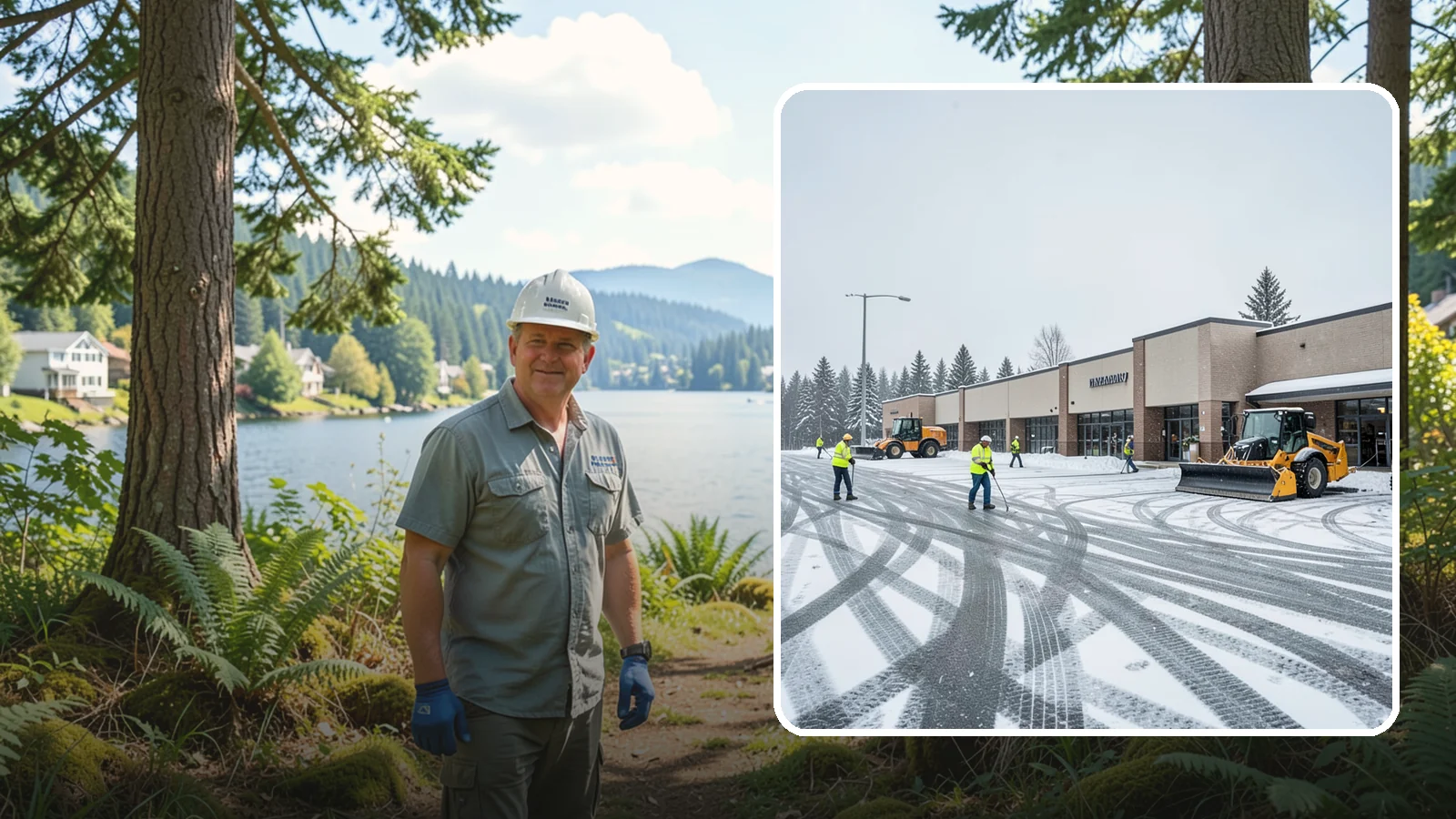 Big Box Store Snow Removal in Milton, King County, WA - When wet Cascade snow blankets a big box parking lot overnight, a plowed and salted approach is what keeps Western Washington...