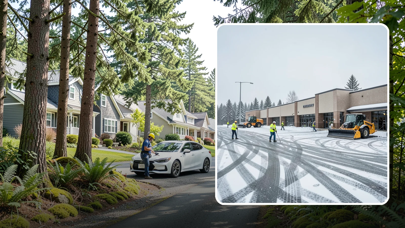 Big Box Store Snow Removal in Normandy Park, King County, WA - When wet Cascade snow blankets a big box parking lot overnight, a plowed and salted approach is what keeps Western Washington...