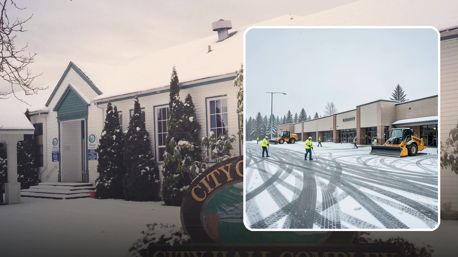 Big Box Store Snow Removal in Pacific, King County, WA - When wet Cascade snow blankets a big box parking lot overnight, a plowed and salted approach is what keeps Western Washington...