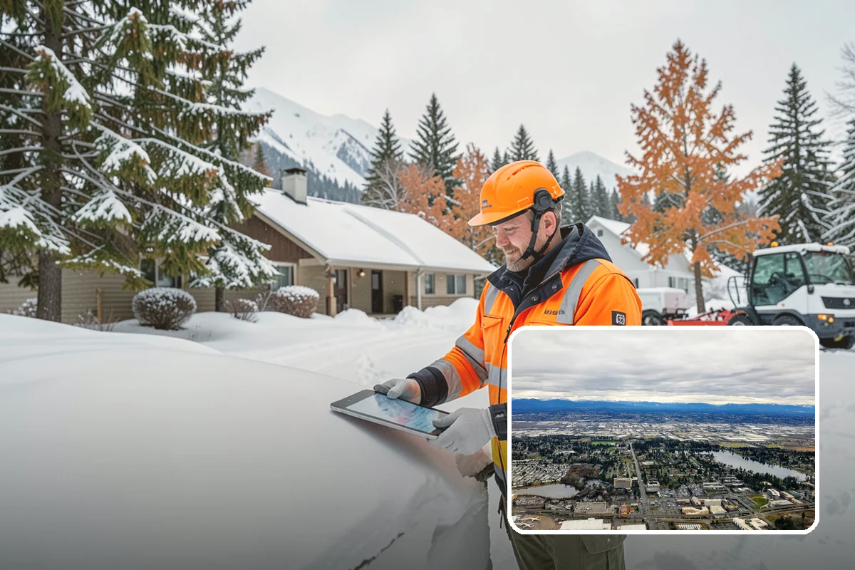 Big Box Store Snow Removal in SeaTac, King County, WA - Wide travel lanes and cart corrals cleared before opening