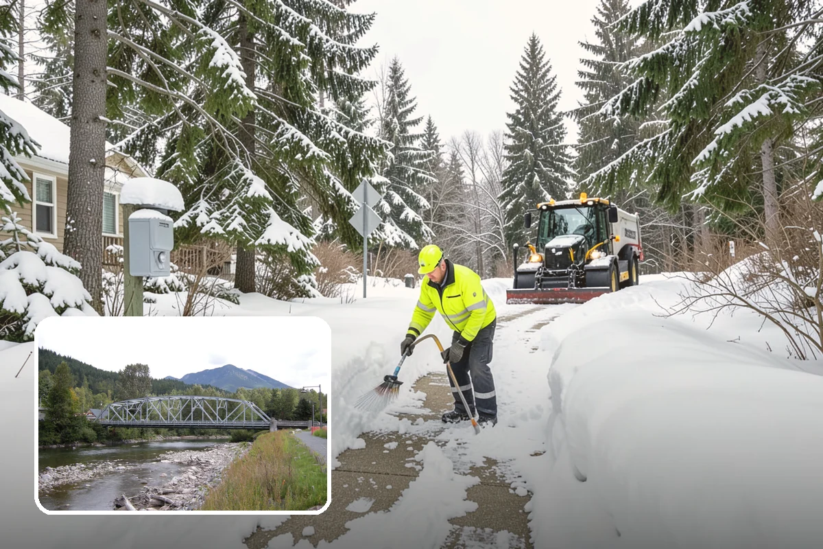 Big Box Store Snow Removal in Skykomish, King County, WA - Wide travel lanes and cart corrals cleared before opening